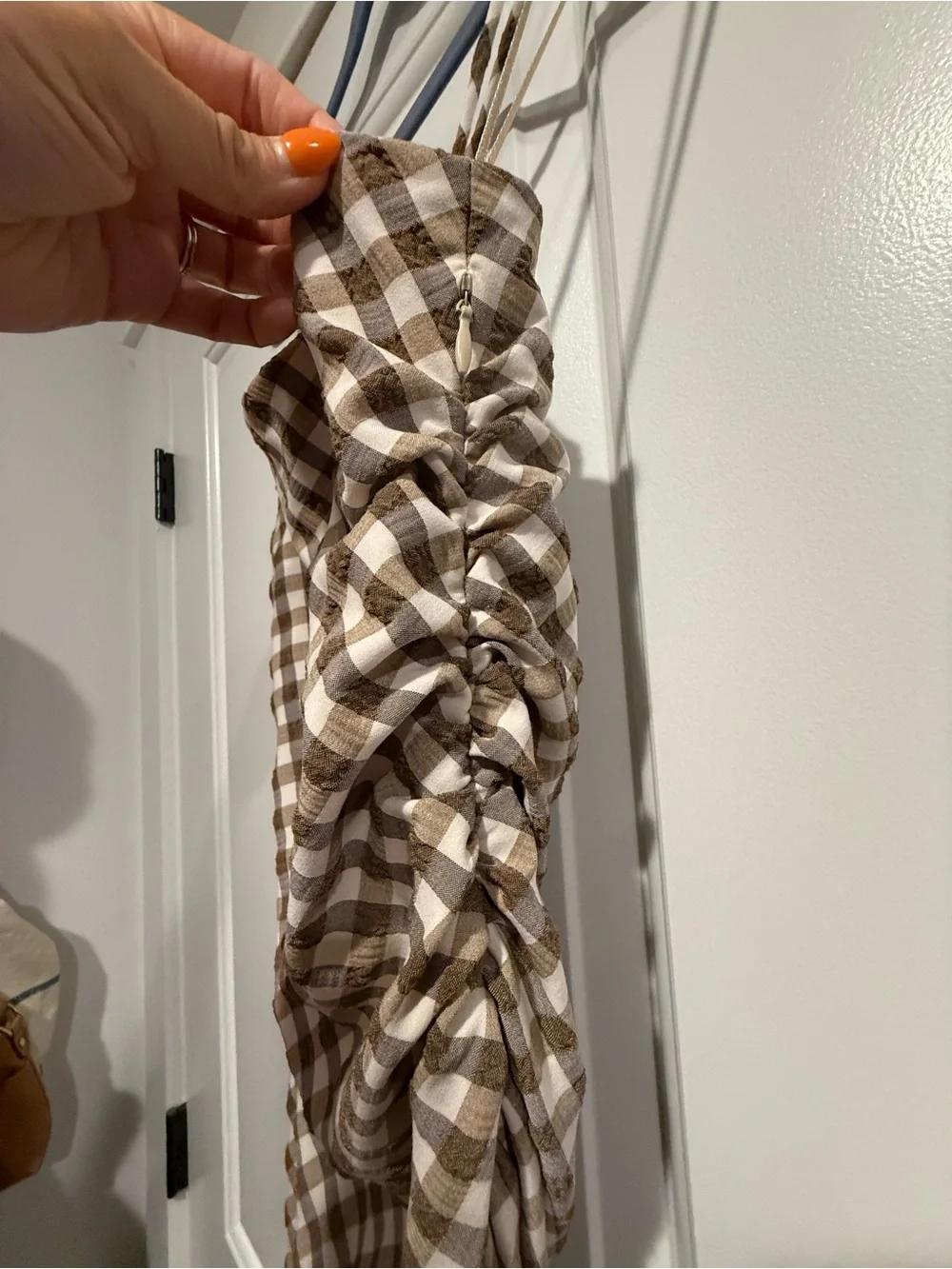 Zara Brown Gingham Dress Medium - Picture 4 of 7